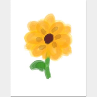 watercolor sunflower Posters and Art